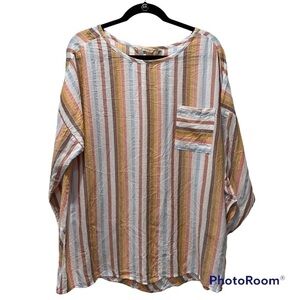 Soft Surroundings Enyo Striped Cotton Blend Top Size Extra Large